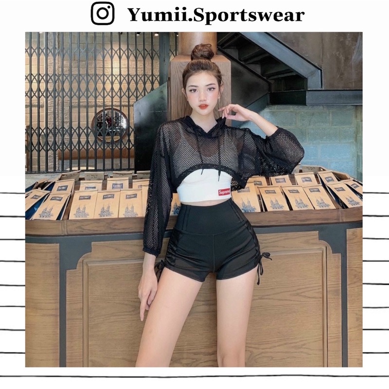 Áo Tank Thể Thao Mặc Ngoài Tập Gym Yoga Nữ - Áo Tank Lưới Mè Dáng Croptop Có Nón Mặc Ngoài Đi Tập Siêu Xinh