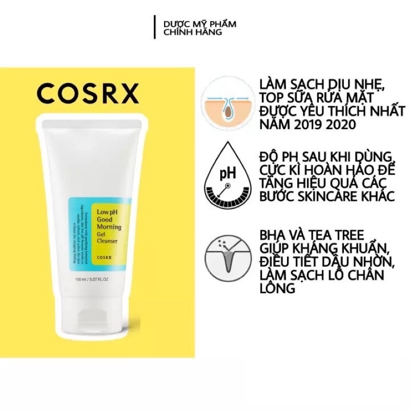 Sữa rửa mặt Cosrx Low pH Good Morning Gel Cleanser 150ml