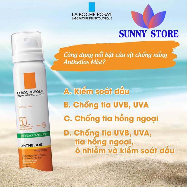 Xịt chống nắng PHÁP LA ROCHE POSAY SPF 50+, xịt chống nắng phun sương kiềm dầu, chống nắng cực đỉnh