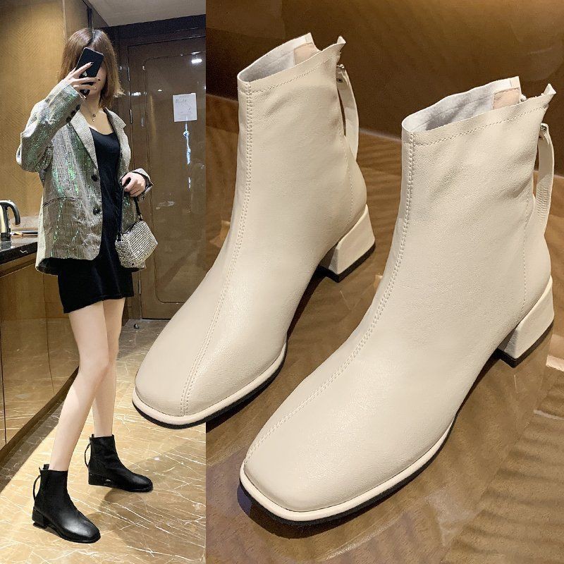 Thu đông Martin boots đế dày thời trang với phiên bản hàn quốc của giày mỏng màu đen hoang dã lưới cổ ngắn đỏ Chel