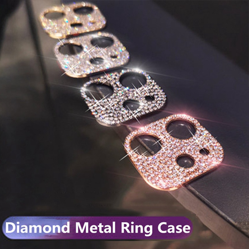 Bảo vệ ống kính máy ảnh điện thoại rhinestone sáng bóng sang trọng cho iphone 11 12 13 14 pro max