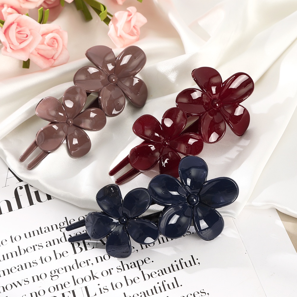 Haimeikang Kẹp tóc họa tiết hoa màu sáng 10.5cm đơn giản thời trang cho nữ