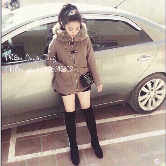 Áo dạ mũ lông
