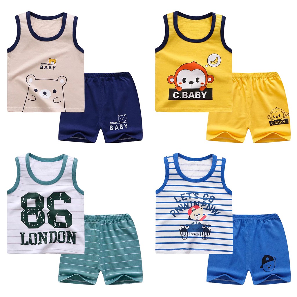 Bộ Ba Lỗ Cho Bé Trai Từ 1 Đến 8 Tuổi Chất Cotton Mềm Mại Thoáng Mát 8 Mẫu