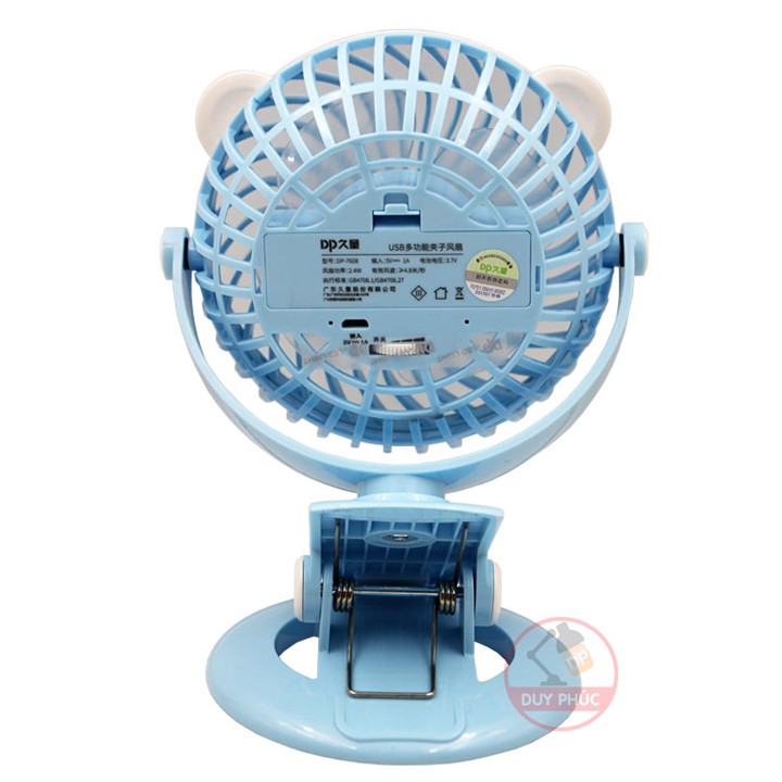 Quạt sạc DP 7608 - kẹp bàn - để bàn - siêu mát