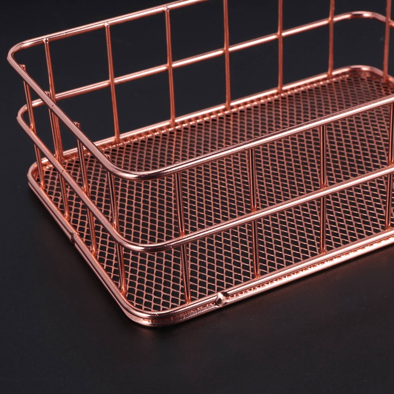 Giá Đỡ Bút / Cọ Trang Điểm Bằng Dây Kim Loại Màu Vàng Hồng