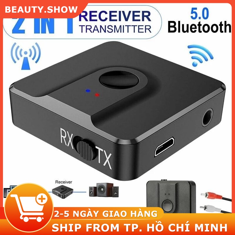 Bộ thu âm thanh Bluetooth 5.0 Bộ phát 3.5mm AUX Jack RCA USB Dongle Stereo Wireless Adapter với Mic