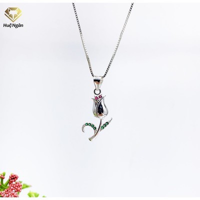 Dây chuyền bạc Ý 925 Huệ Ngân - Hoa hồng tình yêu PP1315