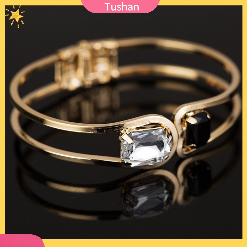 Vòng tay mạ vàng đính đá sang trọng cho nữ