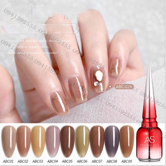 SET Sơn gel AS mã ABC mẫu chai đỏ nhọn 9 chai 15ml siêu HOT siêu xịn