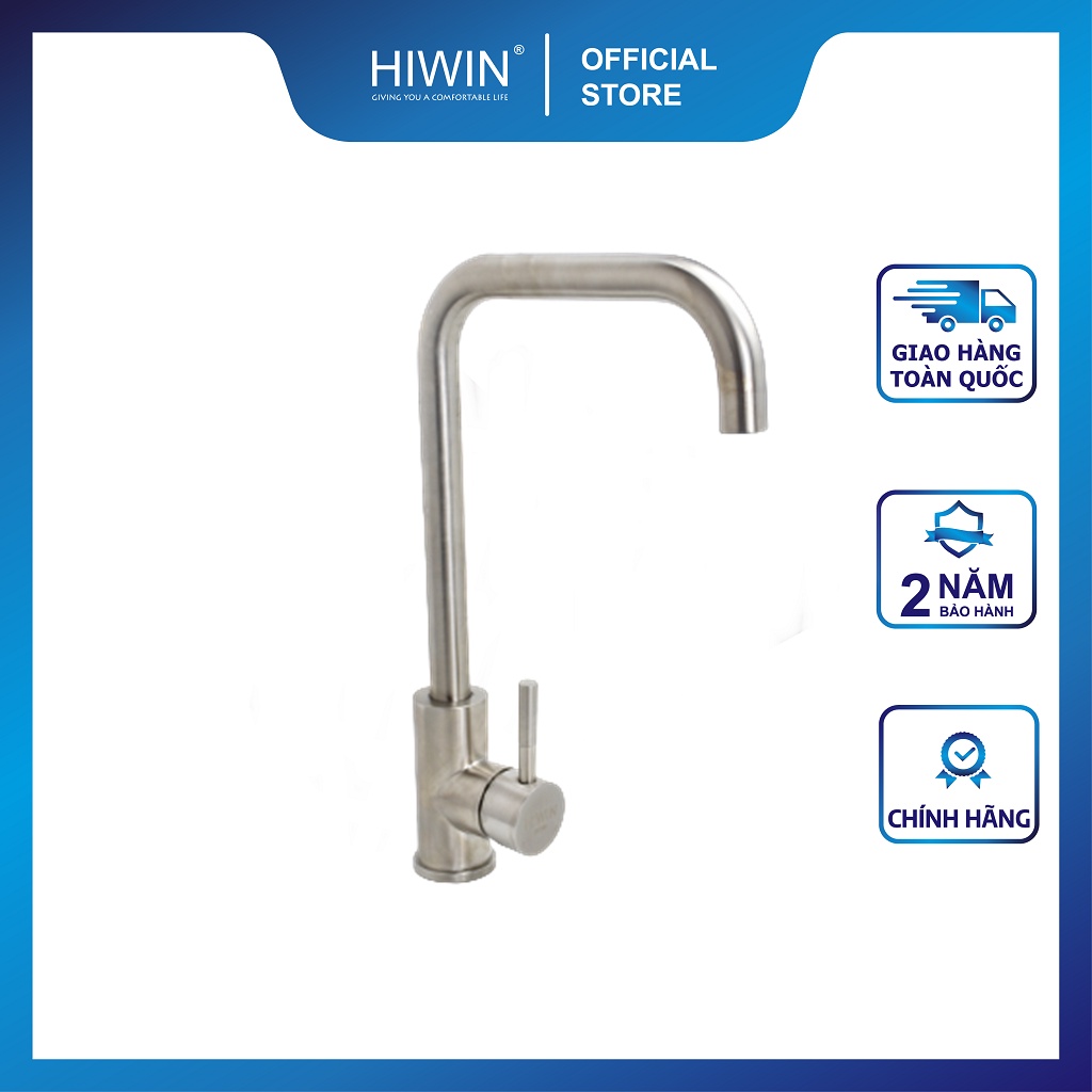Vòi rửa bát, vòi bếp nóng lạnh kèm theo bộ dây cấp nước inox 304 cao cấp HIWIN KF-103C
