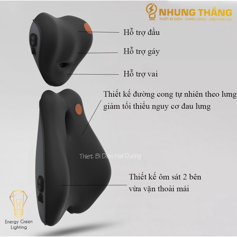 Gối Tựa Đầu,Tựa Lưng Trên Ô tô - Chế Độ Massage - Chống Đau Mỏi Cổ , Lưng ,Vai ,Gáy - Cảm Giác Dễ Chịu Khi Lái Xe