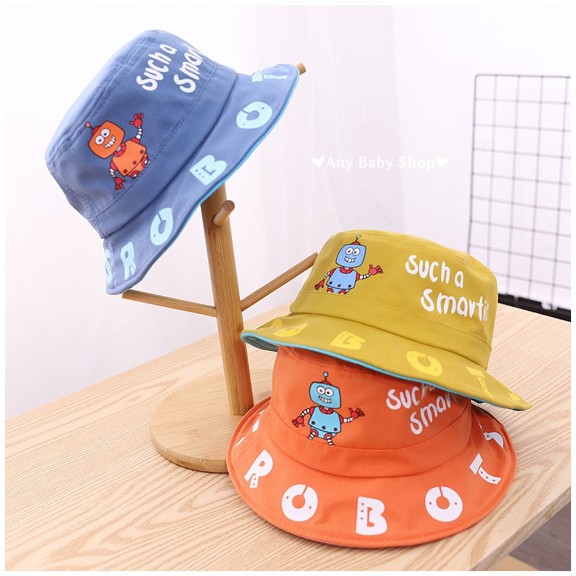 Mũ nón Bucket thời trang in hình Robot 5 màu cho bé trai và bé gái siêu cute hột me -có kèm dây nón   ❣❣