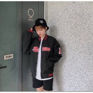 Áo Khoác Dù BOMBER MARCUS Đen Viền Đỏ Unisex