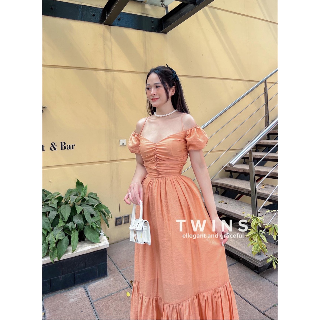 Váy maxi tơ mây màu cam (Lolita orange maxi)