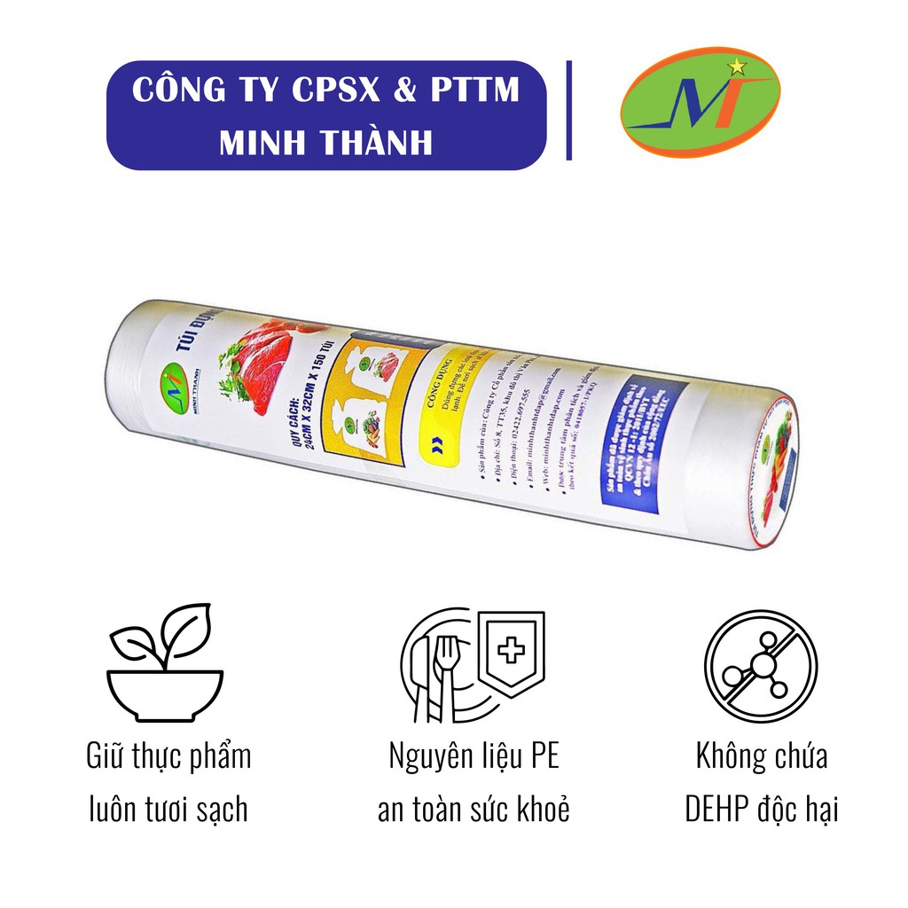 Combo 3 cuộn túi đựng thực phẩm TỰ HỦY SINH HỌC MINHTHANH 30cm x 40cm x 100 túi