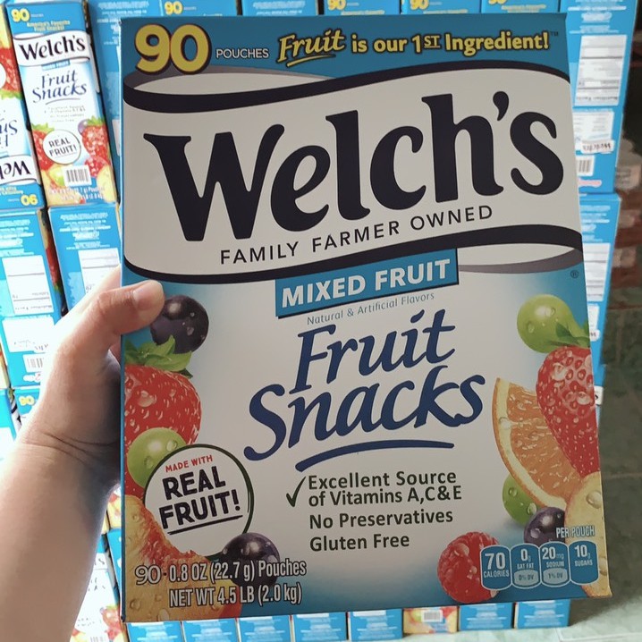 Thùng 2KG - 90 bịch kẹo dẻo trái cây Welch’s Mixed Fruit - Date T12/2022