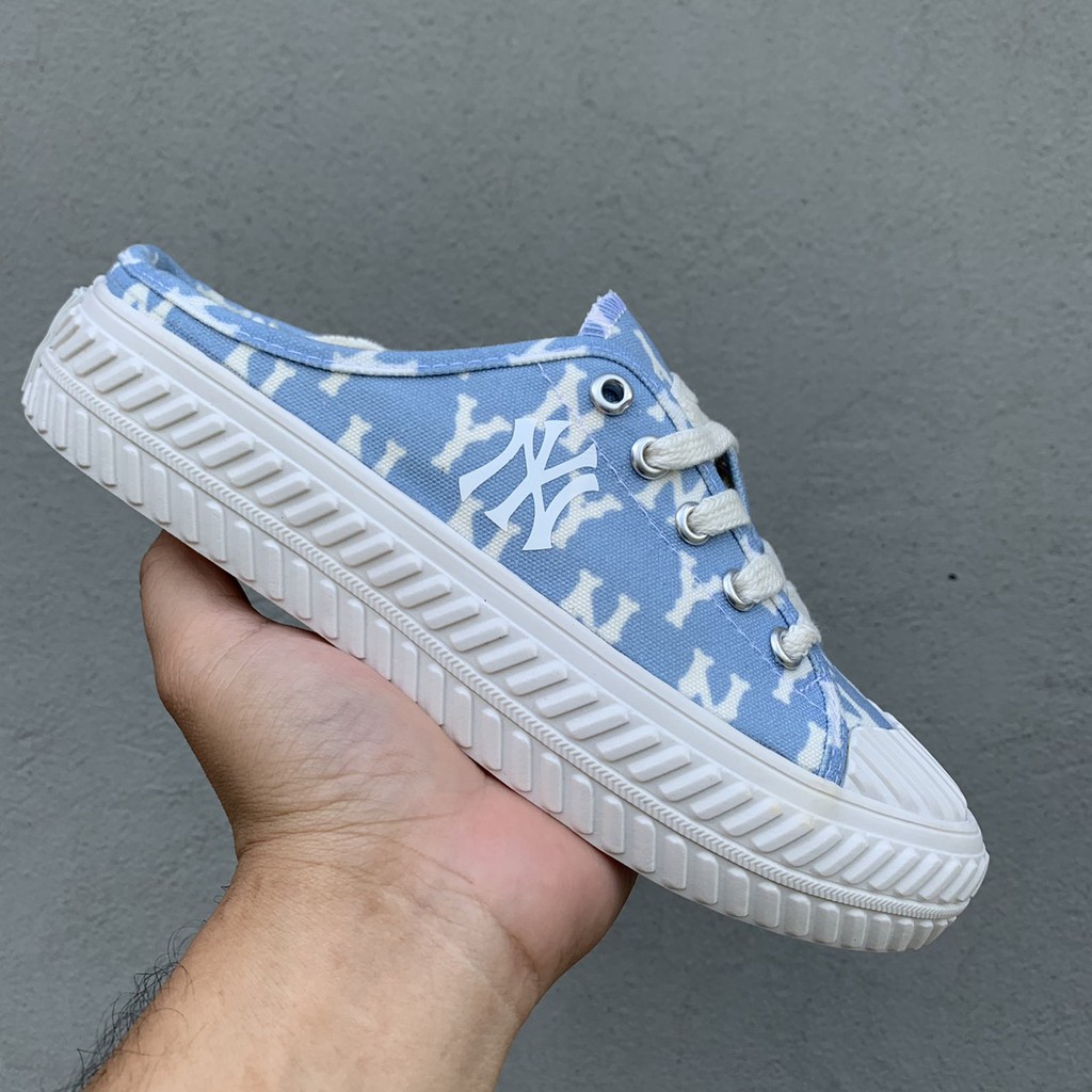 Giày thể thao sục mlb ny xanh nhạt , giày dép sneaker nữ kiểu dáng lười , đạp gót bản đẹp full box | BigBuy360 - bigbuy360.vn