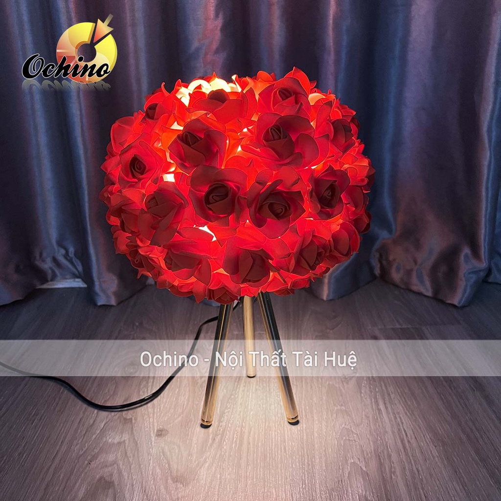 Đèn Ngủ Hoa Hồng Chân Vàng Trang Trí Decor Phòng Ngủ Phòng Cưới (Ảnh Và Video Shop Chụp)