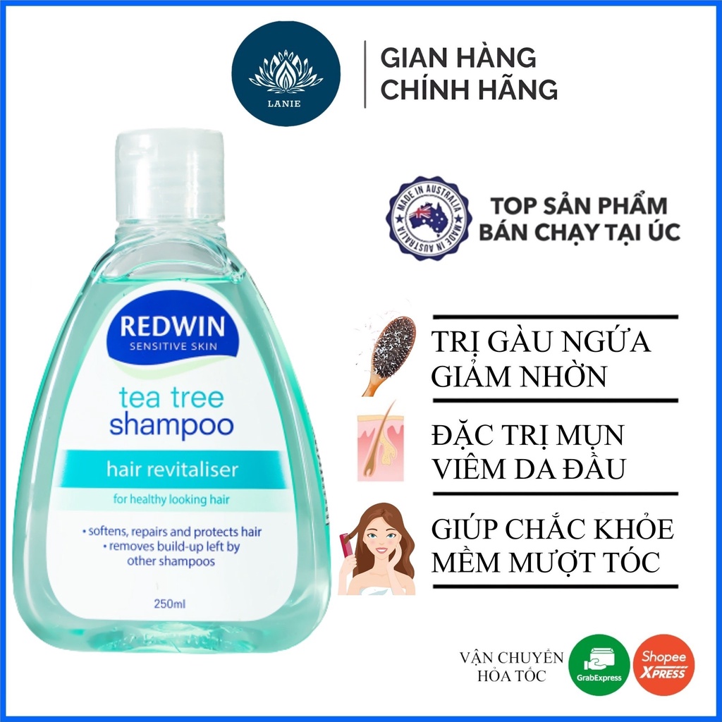 Dầu gội chống gàu, nấm, giảm nhờn Redwin Coal Tar / Tea tree Úc