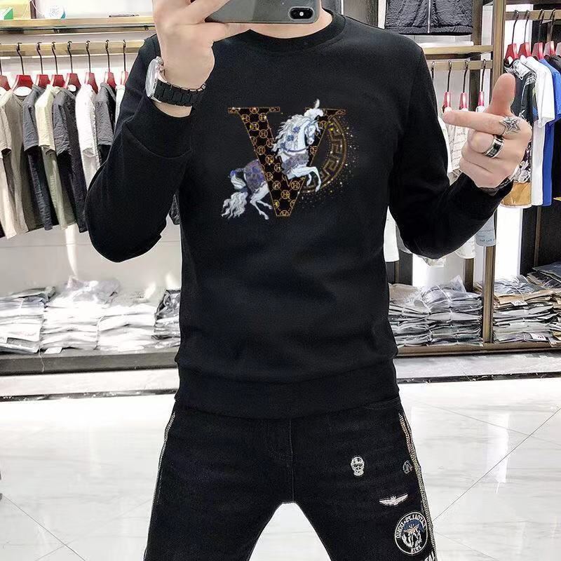 Áo Sweater Mỏng Cổ Tròn Dài Tay Plus Size Thời Trang Thu Đông Dành Cho Nam