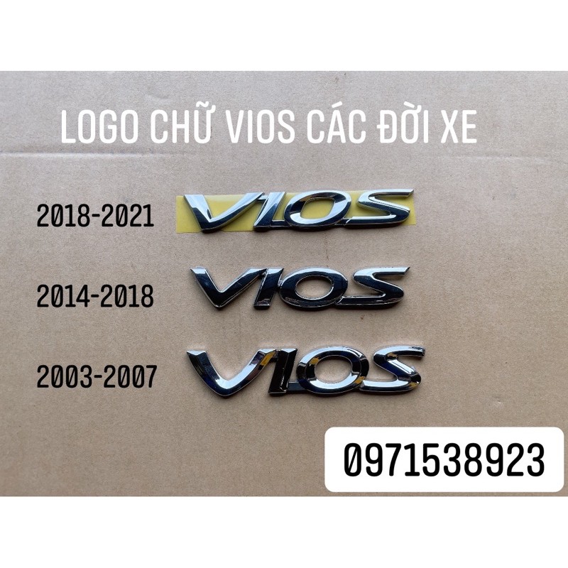 Bộ logo chữ nổi VIOS dán đuôi xe phù hợp các đời xe.