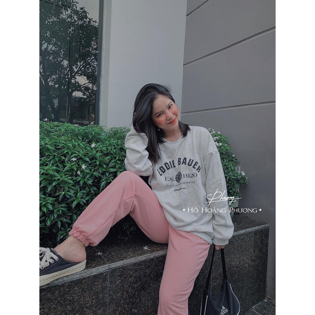 Bộ Thể Thao Nữ Thu Đông Cao Cấp, Set Bộ Nỉ Áo Xám Quần Hồng Bo Gấu Freesize Phong Cách Hàn Quốc. | BigBuy360 - bigbuy360.vn