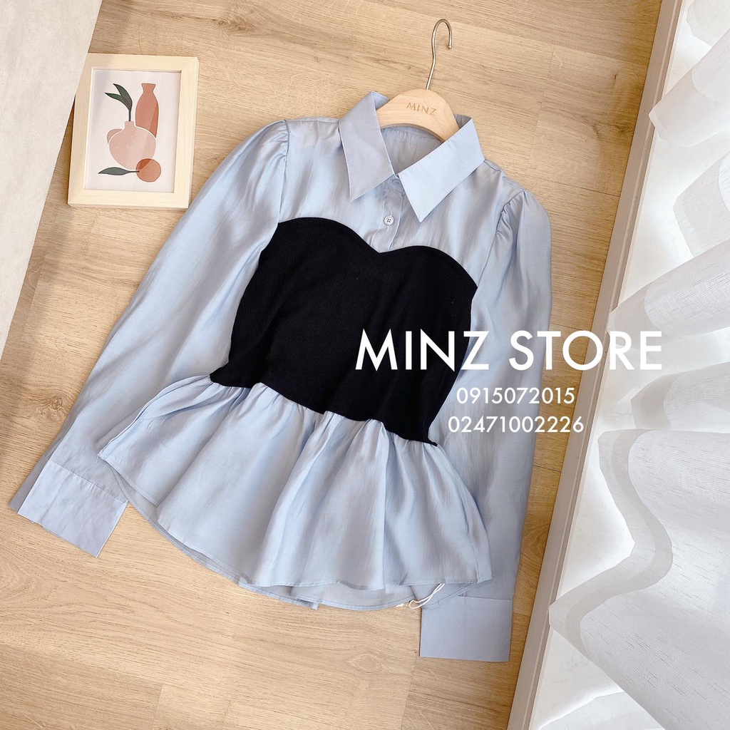 Sơ mi cổ đức thân phối thun #8213 (2 màu)