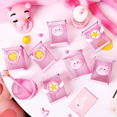 Ống cắm bút hồng pastel CB6 hộp đựng viết heo hồng sakura cute dễ thương