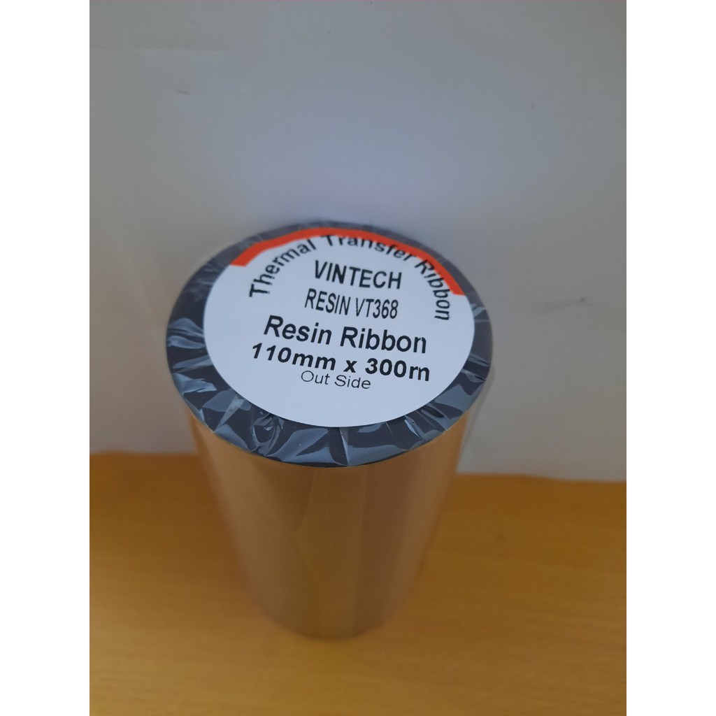 Ribbon mực in tem nhãn mã vạch decal Vintech Resin VT368 110mm x 300m