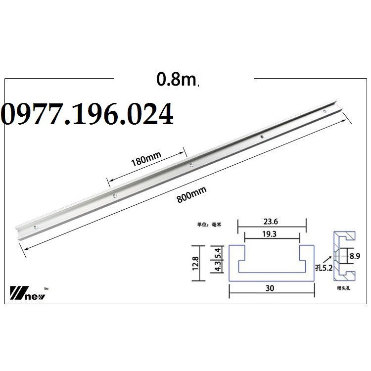 Thanh ray trượt bàn cưa 50-80-100-122cm bản rộng 3cm chất liệu nhôm đúc, chắc chắn