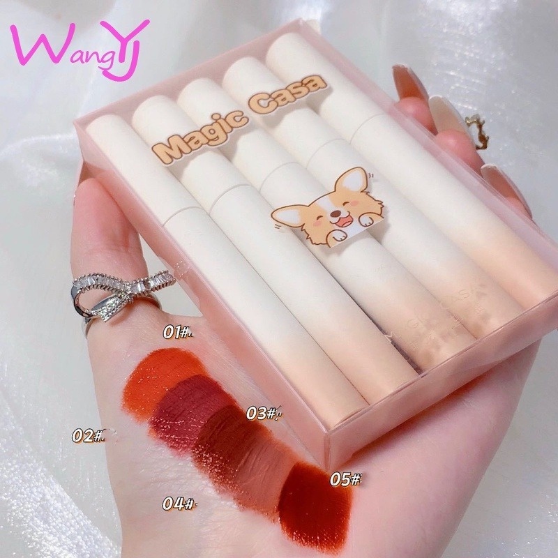 Set 5 Son Kem Lì Cho Màu Mượt Mà Trang Điểm Dễ Thương