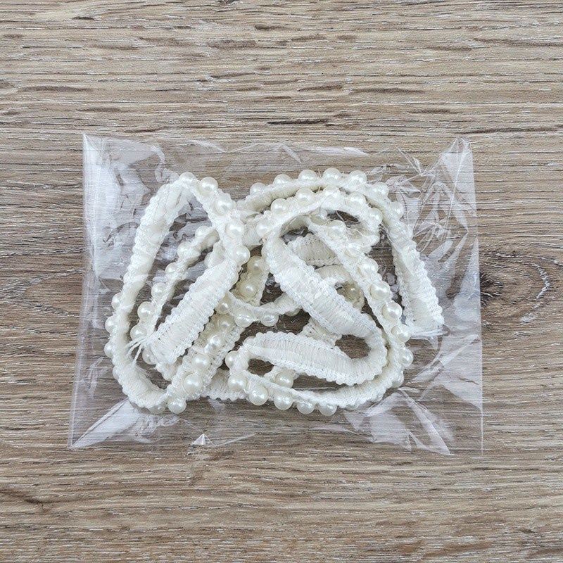 Sợi ruy băng đính ngọc trai 1 yard dùng cho trang trí quần áo/túi xách DIY