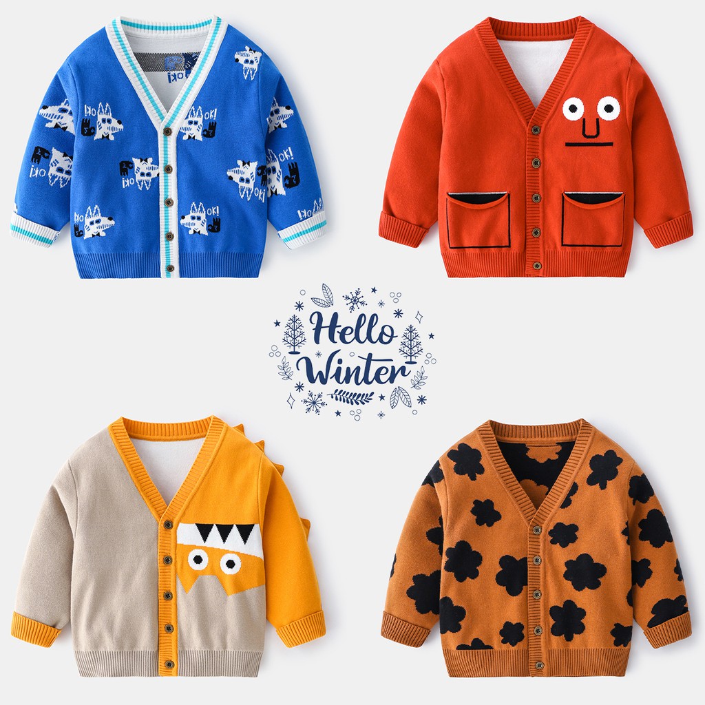 Áo len Cardigan cho bé WELLKIDS áo khoác len Cardigan họa tiết đáng yêu hàng xuất Âu Mỹ