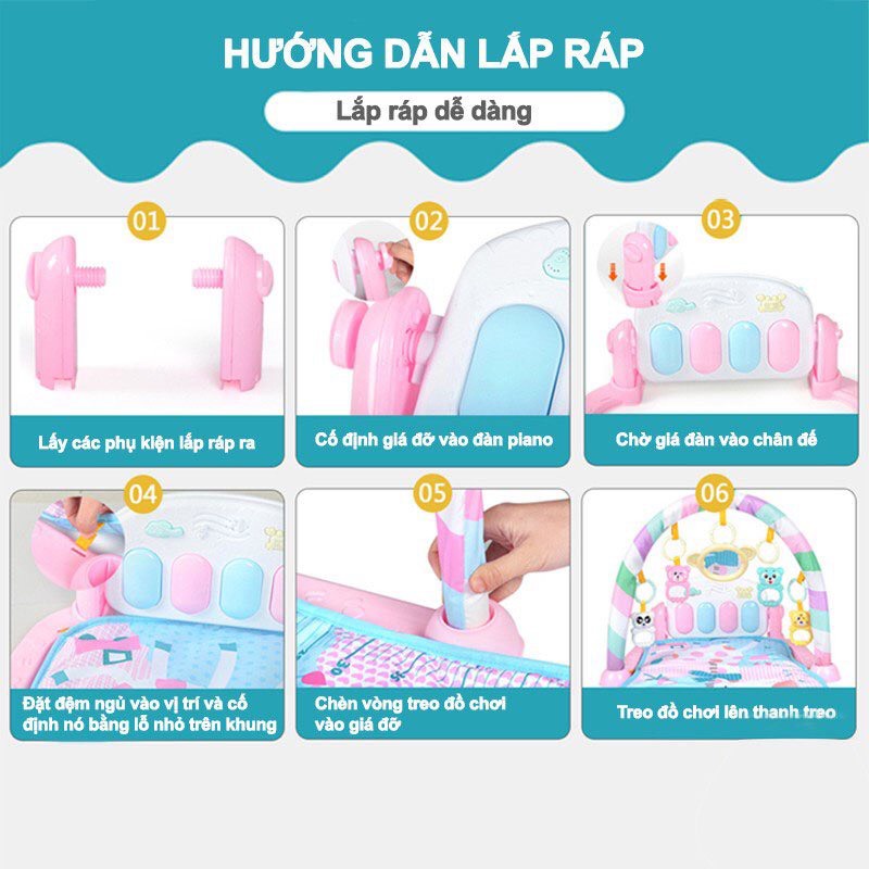 [Hàng loại 1] Thảm đàn piano cho bé nằm chơi phát nhạc hình thú ngộ nghĩnh, quà tặng đầy tháng thôi nôi - Hobi Store