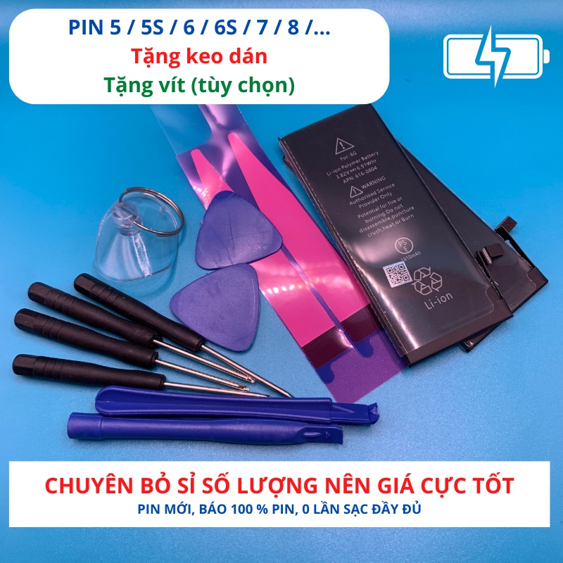 Pin EU mới 100% chuẩn xuất châu âu, Pin 5 5s 6 6s 7 8 6 plus 6s plus 7 plus, 8 plus