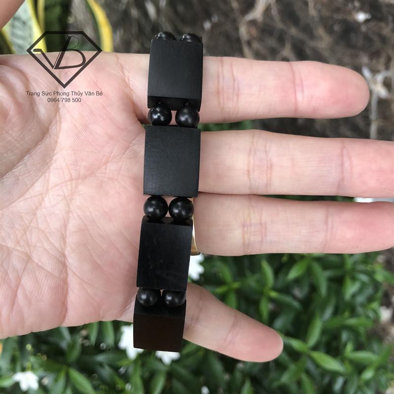 Vòng Tay Gỗ Mun kiểu Trụ Chữ Nhật 6mm - Lách tay phong thủy CNC VĂN BÉ