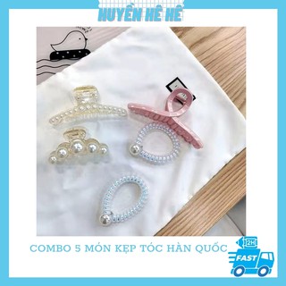Set kẹp tóc 5 chi tiết , kẹp tóc buộc tóc Hàn Quốc