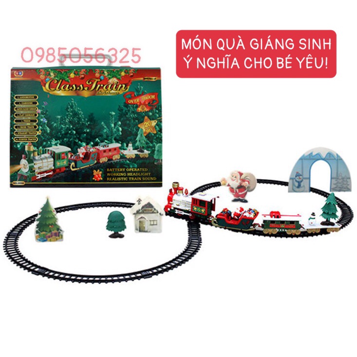 Đồ chơi tàu hoả ông già noel chạy trên đường ray