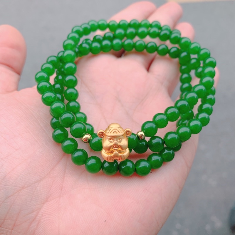 Chuỗi vòng tay 108 hạt mix charm Thần Tài tặng kèm hộp gấm