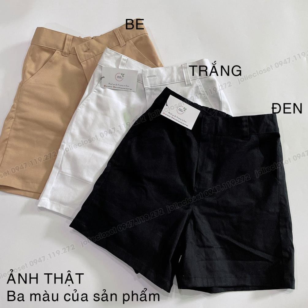 Quần Short Ống rộng chất kaki thun co giãn trắng đen kem cạp cao Dáng Hàn Quốc (có bigsize)  ྇