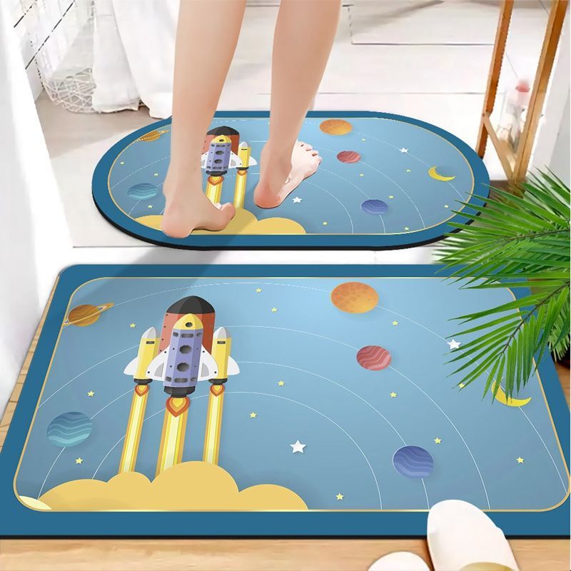 Bộ 2 Thảm Lót Sàn Nhà Tắm Chống Trượt Thấm Hút Nước In Họa Tiết Trái Đất Độc Đáo
