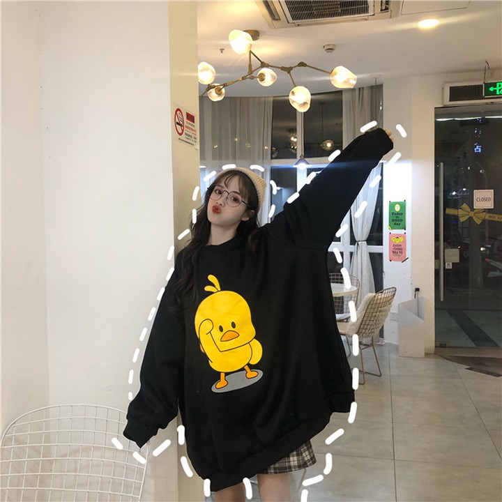 Áo Hoodie ❤️FREESHIP❤️ Áo Sweater Nữ DUK Dễ Thương- Áo Khoác Nỉ Nữ Dày Dặn Mặc Ấm | BigBuy360 - bigbuy360.vn
