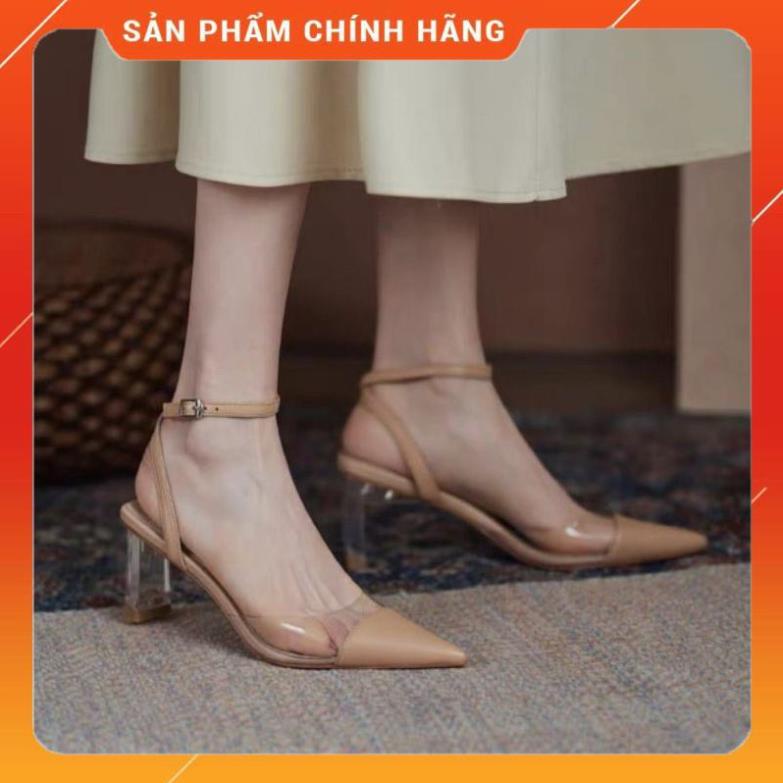 Giày cao gót mũi nhọn Colee gót trong suốt cao 7 cm