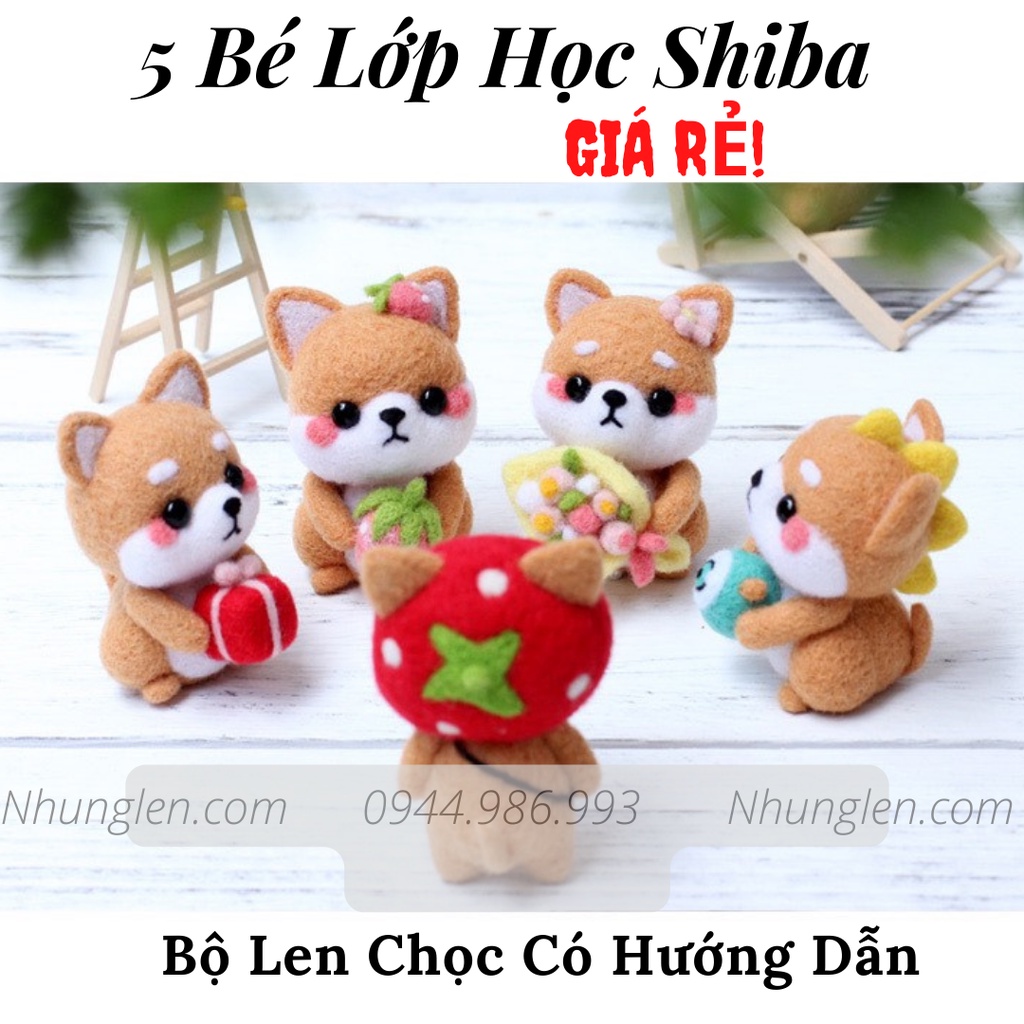 Len chọc có hướng dẫn 5 bé LỚP HỌC SHIBA NEEDLE FELTING SHIBA CLASSES, món quà handmade ý nghĩa