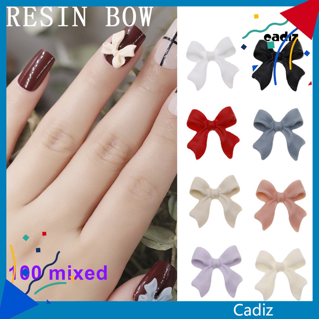 [Hàng mới về] Bộ 100 phụ kiện nơ 3D hỗ trợ trang trí móng tay nghệ thuật đa năng cho tiệm làm đẹp