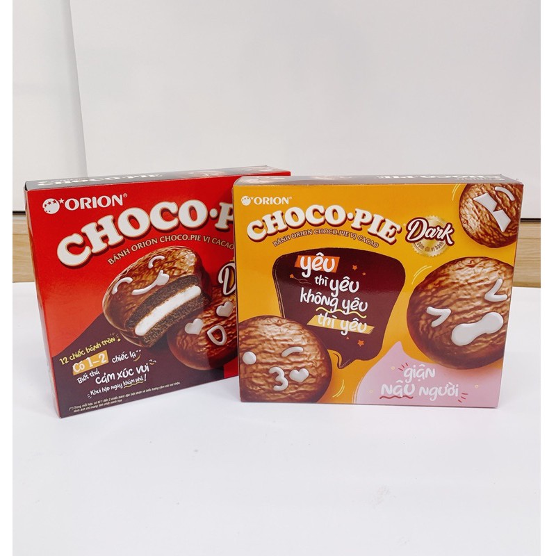 BÁNH ORION CHOCOPIE DARK/ CHOCO-PIE CACAO HỘP 12 CÁI