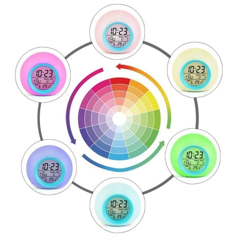 Đồng hồ báo thức điện tử để bàn có nhiều màu sắc để lựa chọn