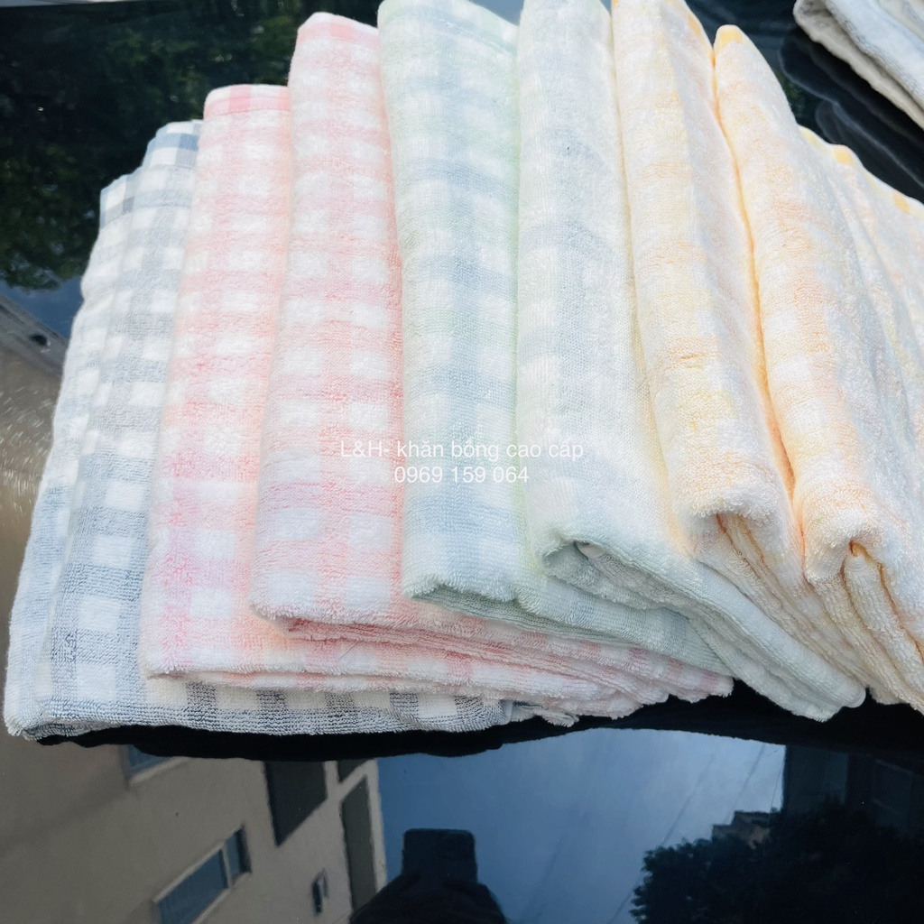 Khăn tắm MJ Organic kẻ CARO NHỎ, 70x140cm