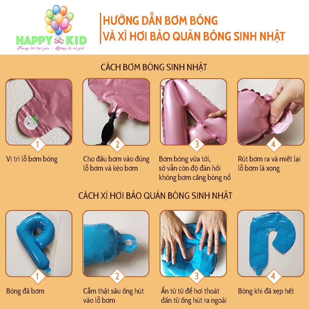 [Mã LIFEHL15K giảm 10% đơn 0Đ] Set trang trí sinh nhật bé trai bé gái hàn quốc tuổi trâu đơn giản HAPPYKID SETSN